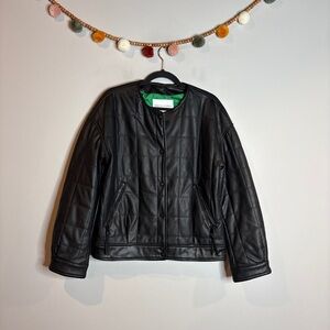 Rebecca Minkoff black quilted faux leather bomber jacket